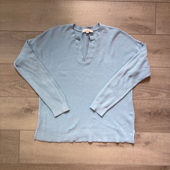 Loft Sky Blue V-Neck Sweater - Picture 2 of 7